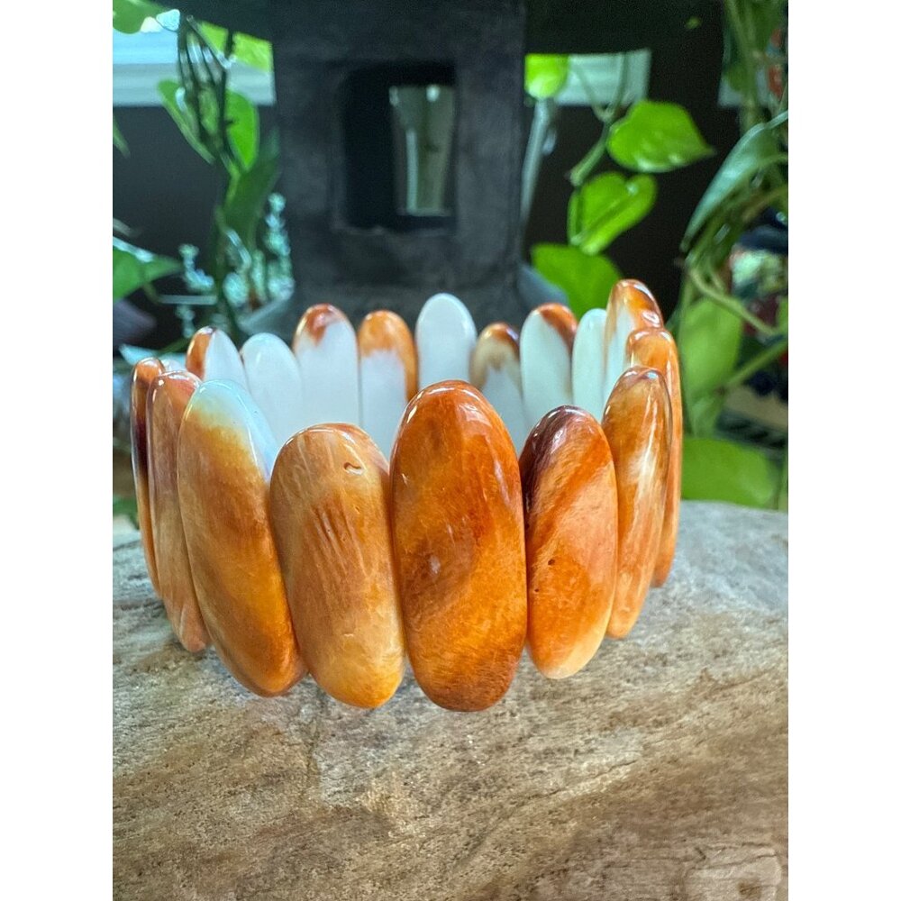 Navajo Native American Spiny Oyster Shell Stretch Bracelet